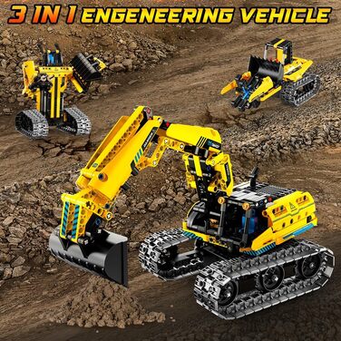 Подарунки для дітей Хлопчики від 6 7 8 9 10 11 12 років, 3 IN 1 Remote Controlled Technology Construction Toy Set, 430 Pieces RC Excavator Robot Site App & Remote Control, Technic STEM Construction Kits