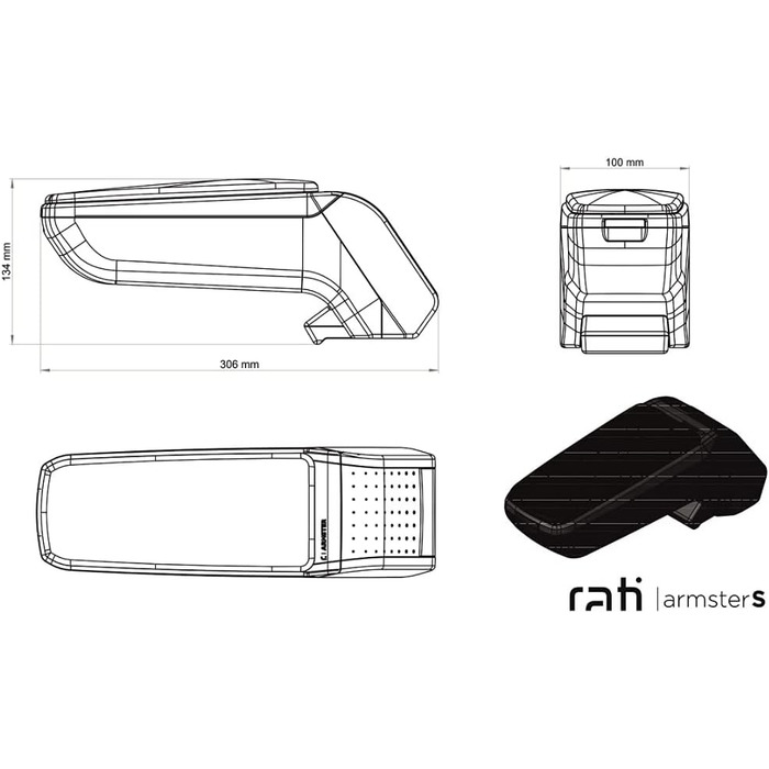 Підлокітник Rati armiest S, підходить для FORD FIESTA 2008-2017 I Центральний підлокітник з відсіком для зберігання I Підходить для центральної консолі