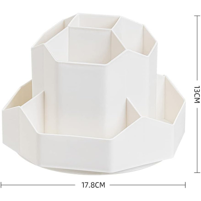Поворотний тримач для ручок Lvjkes, настільний органайзер на 9 відділень, модернізований Велика місткість, що обертається на 360, може вміщати олівці, кольорові олівці, різні канцелярські товари (білий) 9 відділень поворотний, білий