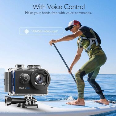 Екшн-камера AKASO Action Cam 4K30FPS 20MP WiFi з сенсорним екраном EIS 4 шт. Zoom Пульт дистанційного керування 40-метрова підводна камера з 2 батареями 1350mAh та комплектом аксесуарів для шолома