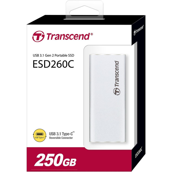 Зовнішній твердотільний накопичувач Transcend 250 ГБ ESD260C USB 3.1 Gen 2 Type C