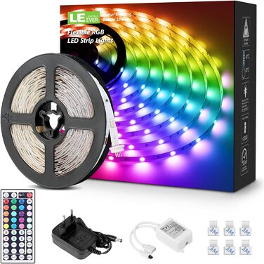 Світлодіодна стрічка Lepro RGB самоклеюча 5050 SMD, світлодіодна стрічка 24 В постійного струму, світлодіодна стрічка IP20, світлодіодна стрічка з регулюванням яскравості за допомогою блоку живлення Контролер дистанційного керування для дому, вечірки, кух