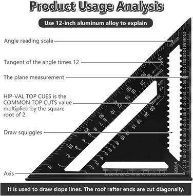 Дюймова лінійка трикутник метричний упорний кут алюмінієвий сплав трикутник точність швидкість квадратний упорний кут трикутник упорний кут вимірювальний інструмент транспортир для інженера столяра 30см, 12-