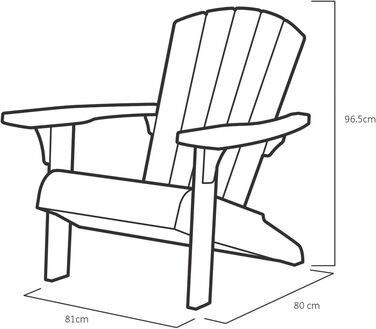 Стілець Keter 17208310a Allibert by Troy Adirondack, Вуличне пластикове садове крісло, захист від погодних умов, патіо та балкон, антрацит, 93 x 81 x 96.5 см Антарцит