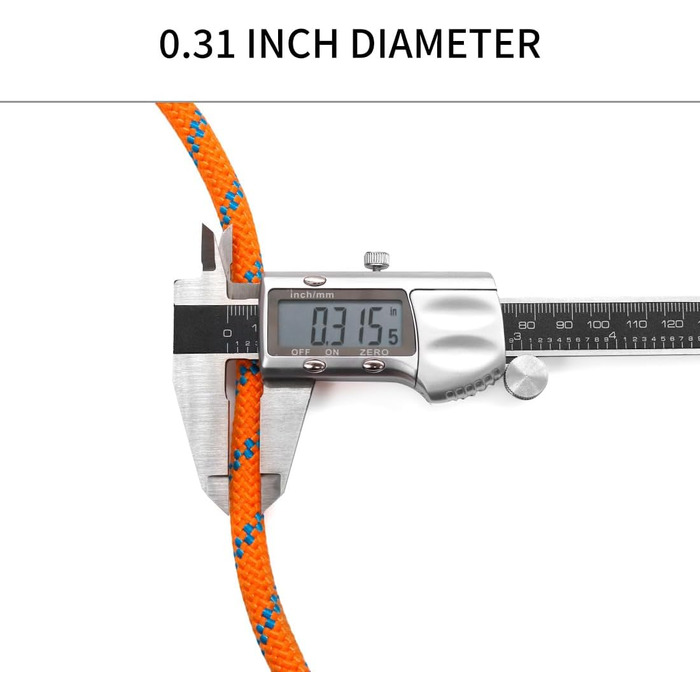 Статична мотузка для скелелазіння NewDoar 18KN 10 мм (3/8 дюйма) Мотузка з подвійним плетінням для мотузки для прусика, виживання на відкритому повітрі, піших прогулянок, альпінізму, перетягування (20 футів) (помаранчевий 8 мм, 50 футів (15 м))