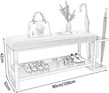 Сучасна лавка для взуття Kunyun з тримачем для парасольки, вхідна лавка для взуття з м'яким сидінням, органайзер для взуття металевий каркас, білий, 80X32X42 см (313X17 дюймів) білий 80x32x42 см (313x17 дюймів)
