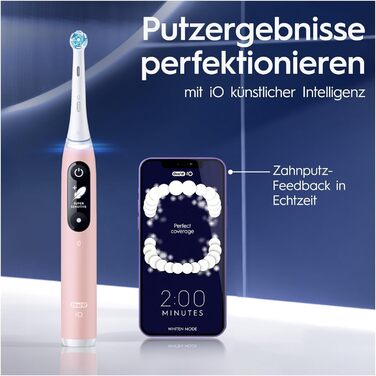 Електрична зубна щітка/електрична зубна щітка Oral-B iO Series 6 Plus Edition, ПЛЮС 3 щітки для електричних зубних щіток, магнітний чохол, 5 режимів чищення, упаковка, що підлягає переробці, (рожевий)