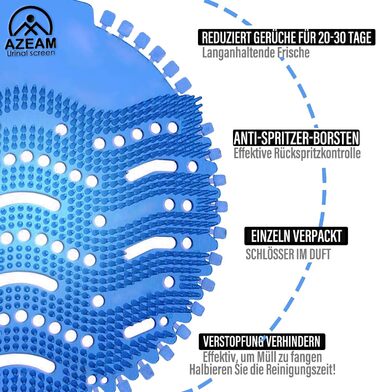 Ситечко для пісуарів 10 шт. з ароматизованою вставкою для пісуара 30 днів Ефект свіжості Ситечко для пісуара Захист від бризок Освіжувач повітря кожен пісуар і пісуар Одноразові рукавички Килимок для унітазу для пісуара (блакитний/морська свіжість) 10 шт.
