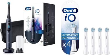 Електрична зубна щітка Oral-B iO Series 8, щітки для чищення з чорного оніксу та iO Ultimate, Ultimate Tooth Cleaning з технологією iO, для зубних щіток Oral-B, 4 шт. и (1 упаковка)