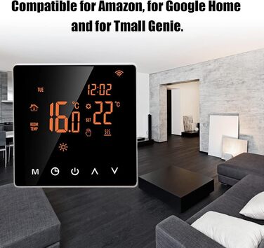 Цифрові програмовані термостати, кімнатний термостат, ME81H AC 230V WIFI Smart Thermostat, 16A, помаранчева задня біла преса РК-дисплей Інтелектуальний термостат Термостат теплої підлоги для термостата