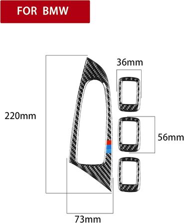 Кабон Волокно Дверна ручка Підлокітник Віконний підйом Панель Рама Кришка Обшивка Сумісний з BMW X3 X4 F25 F25 2011-2017 (M, Type A)