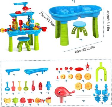 Водяний столик для дітей, 1 комплект, 3-х ярусний, просторий сенсорний столик, барвиста пляжна іграшка, інтерактивна розвиваюча іграшка для батьків і дітей, що охолоджує воду, для вулиці, водяний столик, вода