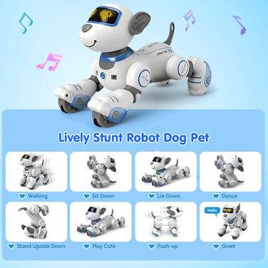 Дитяча іграшка на дистанційному управлінні VATOS Robot Dog - інтерактивний робот-собака з 17 функціями, програмована танцювальна музика RC собака-робот для дівчаток 3-12 років