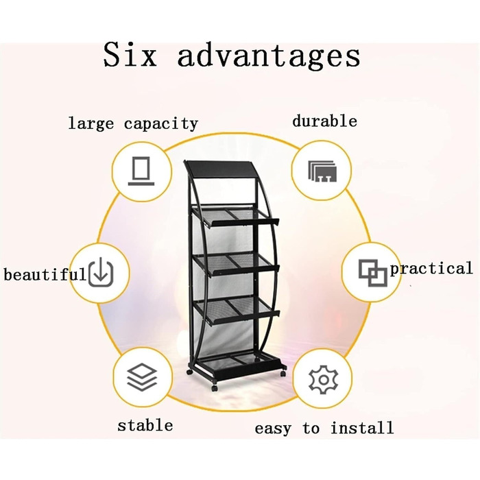 Стелаж для журналів SSDDLZEQ на колесах для легкого переміщення та встановлення в різних сценаріях