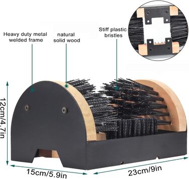 Скрубер для черевиків, щітка для скребка для взуття з міцною звареною металевою рамою, багатофункціональна щітка для прибирання взуття, щітка для зовнішнього взуття, прибирання снігу в приміщенні та на вулиці для повороту