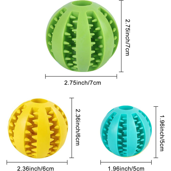 Чищення зубів (малі, середні, великі (5 см, 6 см, 7 см)), 3 Pack Dog Balls - Dog Toy Intelligence Ball - Natural Rubber Puppy Toy Dog Ball for Small Medium Large Dogs