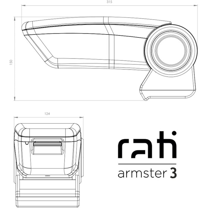 Автомобільний центральний підлокітник з адаптером, Armster 3, підходить для koda Fabia IV, 2021-