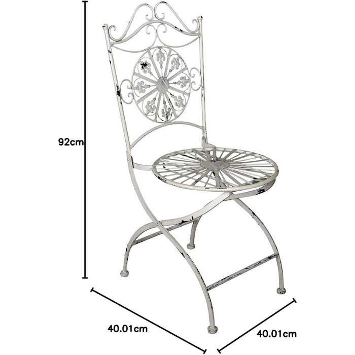 Крісло Nostalgia Шеббі Шик Залізне садове крісло Білий залізний стілець Складаний стілець AJA036 Палаццо Ексклюзив