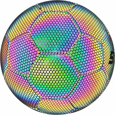 Футбольний cвітловідбиваючий м'яч Футбол Офіційний розмір 5 Голографічне світіння в темряві Футбольний м'яч для приміщень і аутдорів - ідеально підходить для молодих і старих футбольних тренувань Нічні ігри Темний з аксесуарами 5