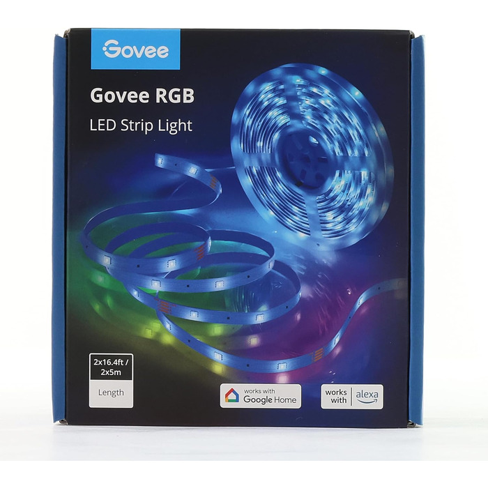 Світлодіодна стрічка Govee WiFi Розумна світлодіодна стрічка RGB для різдвяних прикрас, керування програмами, зміни кольору, синхронізації музики, працює з Alexa та Google Assistant (10M)