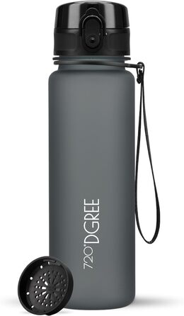 Пляшка для води 720 DGREE 1л Sport 'uberBottle softTouch Sieb - Без BPA - Пляшка для води для універі, роботи, фітнесу, велосипеда, активного відпочинку, роботи - спортивна пляшка з тритану - легка, ударостійка, багаторазова (500 мл, Midnight Black - Blac