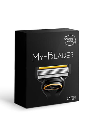 Леза для бритви My-Blades, сумісні з Gillette Fusion 5 - пластикова рука, екологічно чиста - 16 високоякісних змінних лез з 5 шт. лезом