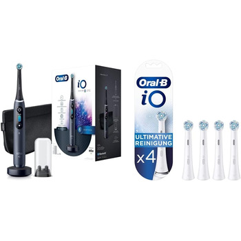 Електрична зубна щітка Oral-B iO Series 8, щітки для чищення з чорного оніксу та iO Ultimate, Ultimate Tooth Cleaning з технологією iO, для зубних щіток Oral-B, 4 шт. и (1 упаковка)