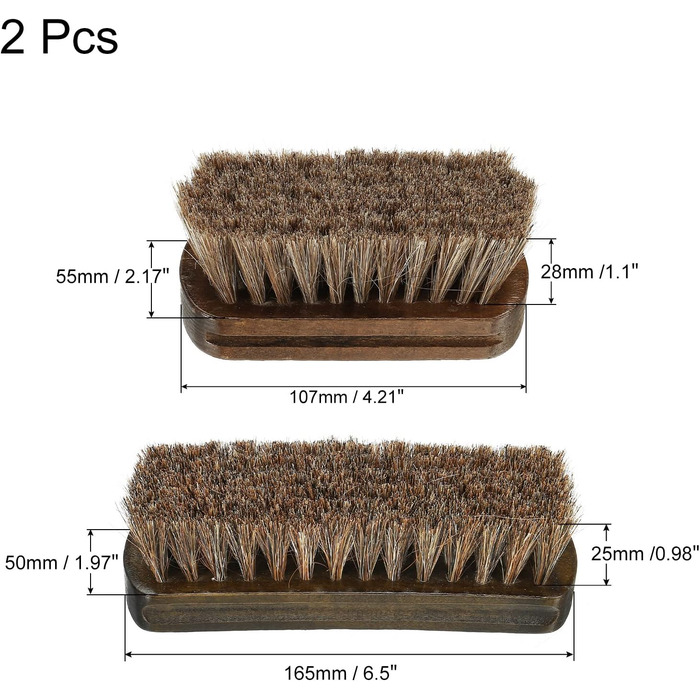 Щітка для взуття з кінського волосу 2 шт. и Щітка для ручного полірування для шкіряних чобіт коричневий