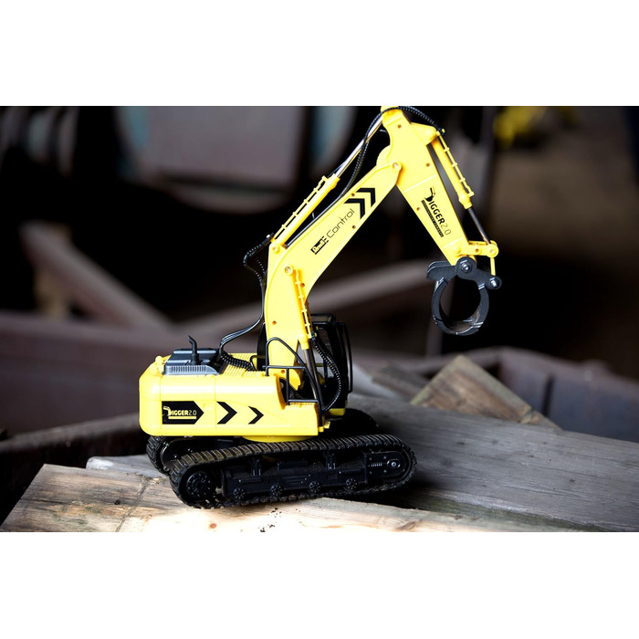 Гусеничний екскаватор Revell Control 24924 RC Digger 2.0, ланцюговий привід, змінні лопата і захват для дерев, підходить для використання на відкритому повітрі, акумуляторна батарея Екскаватор з дистанційним керуванням, 2,4 ГГц, жовтий Екскаватор 2.0