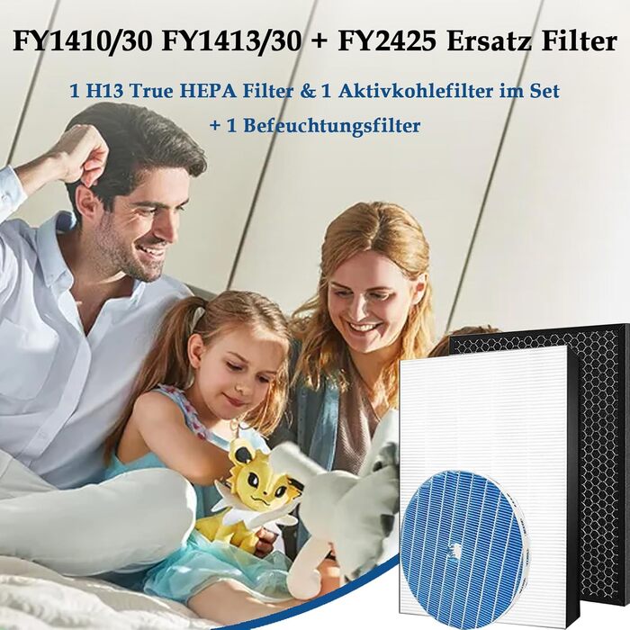 Змінний фільтр для Philips Series 2000 & 2000i AC2729/10 2-в-1 очищувач повітря та зволожувач Змінний фільтр HEPA FY1410/30 FY1413/30 FY2425/30, 1410 FY1413 FY2425