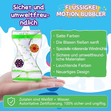 Рідкий рух бульбашковий таймер 3 частини краплі пісочний годинник для дітей дорослих декомпресія сенсорний, настільна іграшка для активності, релаксації, тривоги, аутизму, СДУГ офісу будинку, зеленіший