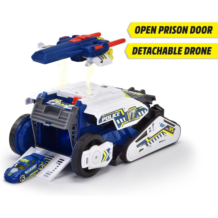 Поліцейський автомобіль Dickie Toys Rescue Hybrids Police Bot (35 см) - футуристична поліцейська машина (велика) з функцією трансформації та іншими функціями, іграшка зі світлом і звуком для дітей від 3 років Rescue Hybrids поліцейський робот