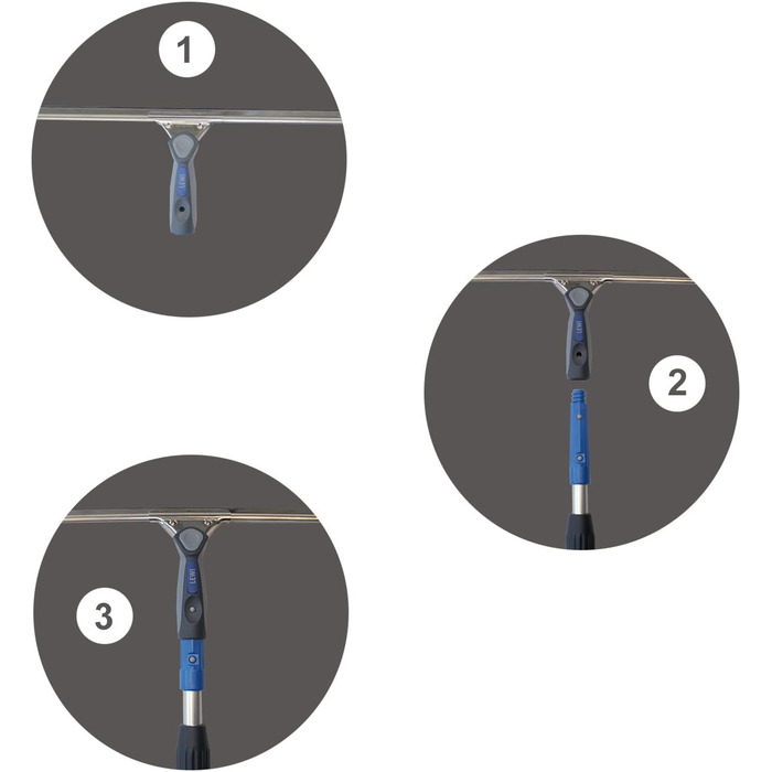 Комбінований комплект телескопічна штанга віконний ракель (45 см) від LEWI Склоочисник для великих вікон штанга для високих місць результат без розводів в т.ч. безкоштовний зразок засобу для чищення скла телескопічна штанга віконний ракель 45 см