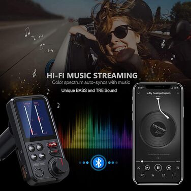 Автомобільний MP3-плеєр U Диск Музика Bluetooth 5.0 FM-передавач Еквалайзер Налаштування USB Автомобільна швидка зарядка, 2 шт., BT93