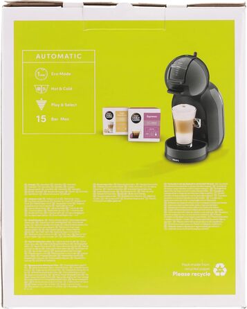 Кавоварка Krups Nescaf Dolce Gusto Mini Me KP123BK та інші напої, автоматична, 0,8 л, сіра/чорна