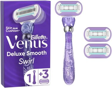 Бритва Gillette Venus Deluxe Smooth Swirl жіноча зі зволожувачами для захисту шкіри, жіноча бритва 3 леза бритви 3 леза