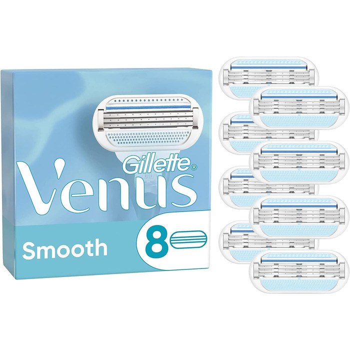 Леза для бритви Gillette Venus Smooth, жіночі, 8 змінних лез для жіночих бритв з 3-складним лезом 8 шт. (1 упаковка) Старі