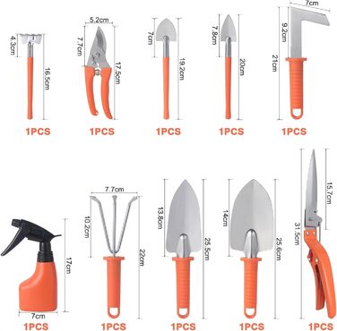 Набір садових інструментів із нержавіючої сталі Садовий набір з футляром, подарунок для любителів саду (помаранчевий)