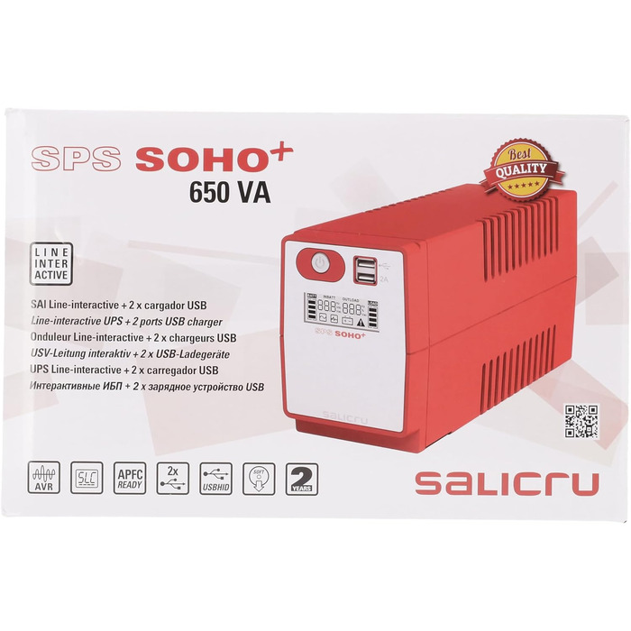 ДБЖ SALICRU SPS 1200 SOHO (лінійний інтерактивний ДБЖ 500 ВА - 2200 ВА з подвійним зарядним пристроєм USB) (650 ВА)