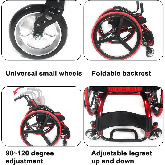 Спортивна інвалідна коляска Sunyongfly Складна легка інвалідна коляска Всюдихідна складна інвалідна коляска для дорослих підходить для підлітків, людей з обмеженою рухливістю та людей з обмеженими можливостями (64X80, 64X80X73 см (25.31.4X28.7 дюймів)