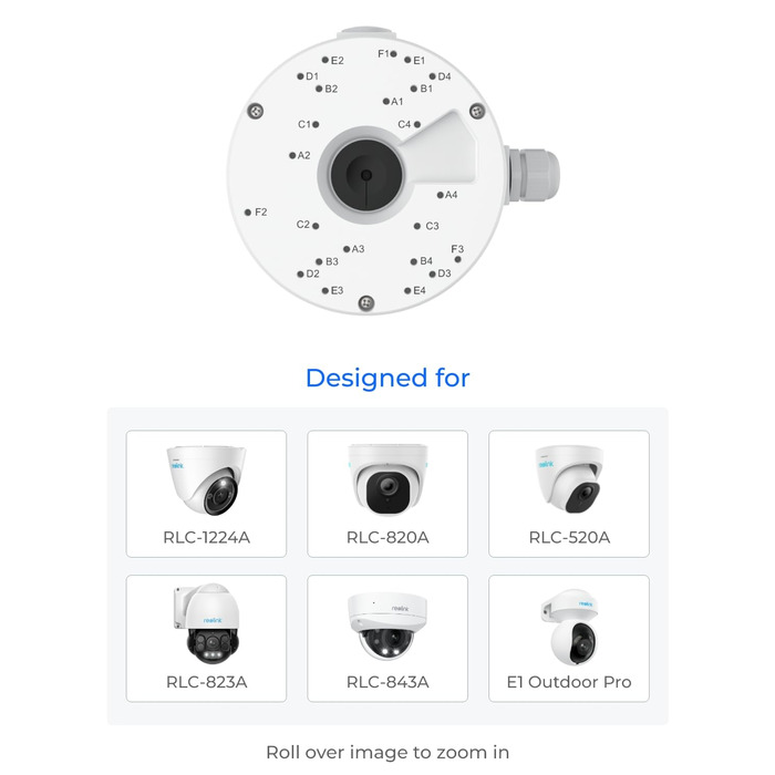Лише сумісні купольні IP-камери, RLC-520A, RLC-820A, RLC-823A, RLC-1224A, RLC-833A, RLC-842A, RLC-523WA, RLC-542WA, E1 Outdoor Series, 20