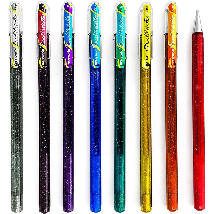 Подвійна металева кулькова ручка Pentel Hybrid K110, рідка гелева ручка для роликів, 8 шт.