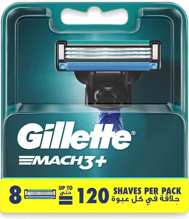 Леза для бритви Gillette Mach3, 12 змінних лез для мокрих бритв чоловічі з 3-кратним лезом (8 шт. (1 упаковка))