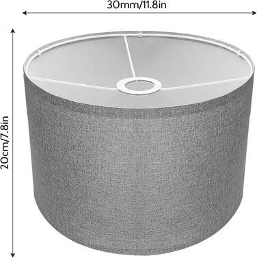 Тканинний абажур Eylkeup, абажур підвісний світильник для настільної лампи, настінний світильник, приліжковий світильник і торшер, натуральний льон тверда обкладинка ручної роботи, 30X20X20см (сірий)
