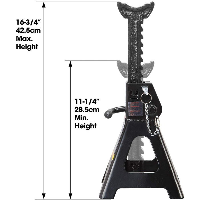 Підставка для сталевого домкрата Torin 3 тонни (2,7 кг) місткістю, 2 шт. и, чорна, AT43002AB 3-тонна підставка з подвійним замком