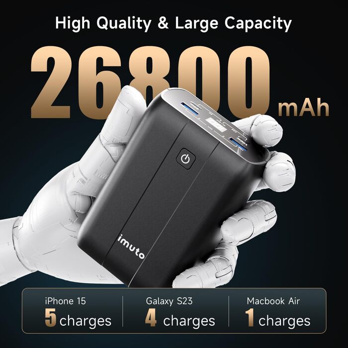 Powerbank iMuto 26800mAh, 100W,  USB C вхід/вихід, чорний