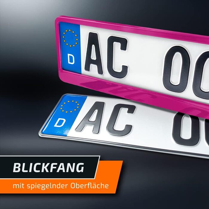 Тримач номерного знака короткий 46 см FUCHSIA Рожевий Глянець для коротких номерних знаків Вініловий вигляд пурпурно-рожевий Тримач номерного знака 460 х 110 мм, 2