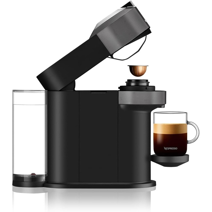 Кавова капсульна машина Nespresso De'Longhi ENV 120.GY Vertuo Next, 1500 Вт, 1,1 л, 42,9 x 14,2 x 31,9 см, сіра без піноутворювача молока