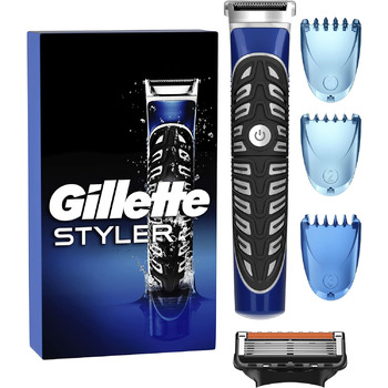 Тример Gillette Precision для тіла та бороди, 4 в 1 для чоловіків, бритв та моделістів, з 1 лезом ProGlide та 3 насадками Styler 1 машинка для стрижки волосся Lame Gillette Proglide Styler 1 пакет для поповнення волосся