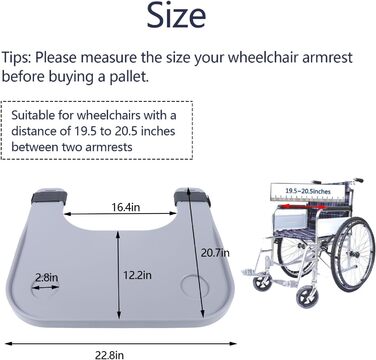 Столик для інвалідних візків KEESUNG, універсальний лоток для ніг з 2 підстаканниками Знімний стіл для інвалідного візка Тримач чашки Портативний лоток для інвалідних візків для користувачів інвалідних візків для читання, письма, розваг